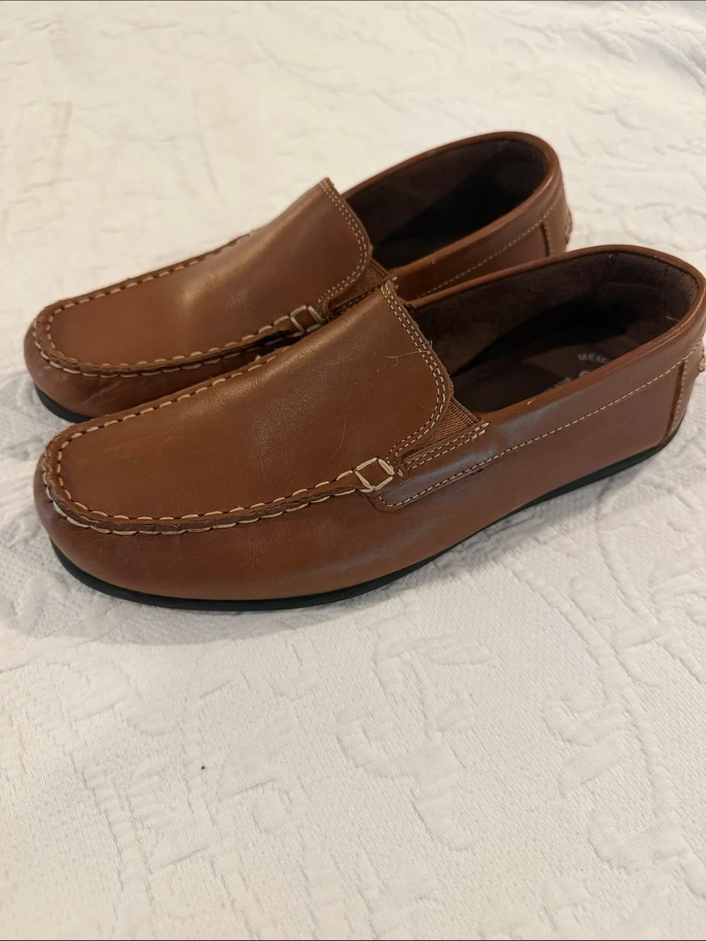 Florsheim Brown Leather Slip-On Loafers for Kids